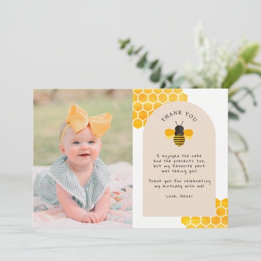 Onze kleine Honey Bee Day foto dankjescards Kaart (Staand voorkant)