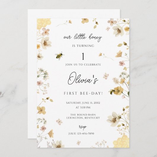 Onze kleine honing draait om een uitnodiging voor (Voorkant / Achterkant)