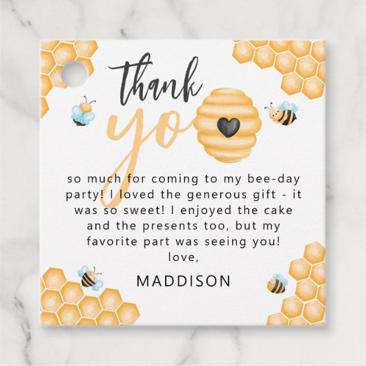 Onze kleine honing | Foto van eerste verjaardag Bedankjes Labels (Voorkant)