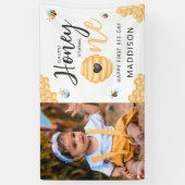 Onze kleine honing | Foto van eerste verjaardag Spandoek (Verticaal)