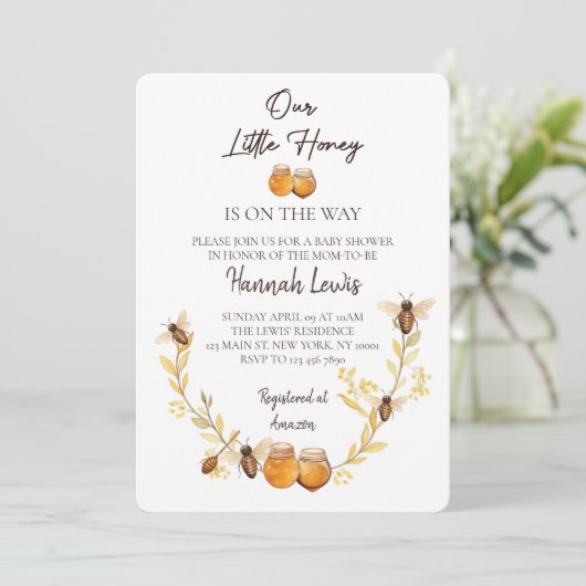 Onze Kleine Honing is op de Weg Baby shower Kaart (Staand voorkant)