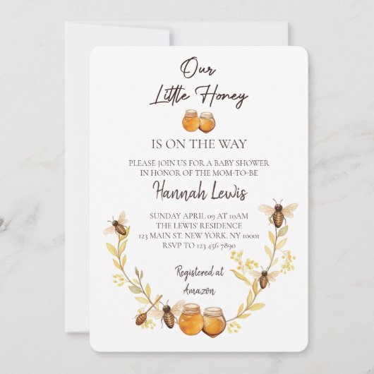 Onze Kleine Honing is op de Weg Baby shower Kaart (Voorkant)