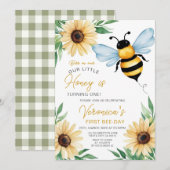 Onze kleine honing verandert een bijenverjaardagsf kaart (Voorkant / Achterkant)