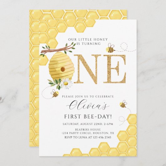 Onze kleine honingbij 1e bijendag verjaardag kaart (Voorkant / Achterkant)
