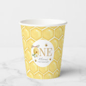 Onze kleine honingbij 1e bijendag verjaardag papieren bekers (Achterkant)