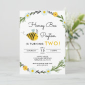 Onze kleine honingbij 2e verjaardag uitnodiging (Staand voorkant)