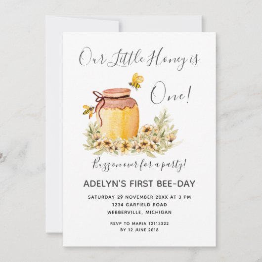 Onze kleine honingbij eerste verjaardag kaart (Voorkant)