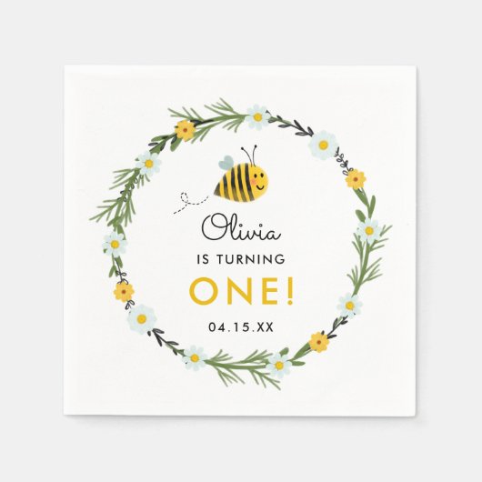 Onze kleine honingbij eerste verjaardag servet (Voorkant)