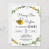 Onze kleine honingbij eerste verjaardag uitnodigin kaart (Voorkant)