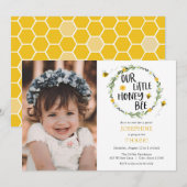 Onze kleine honingbij foto verjaardag uitnodiging (Voorkant / Achterkant)