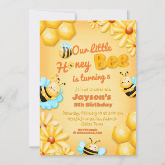 Onze kleine honingbij verjaardag kaart (Voorkant)
