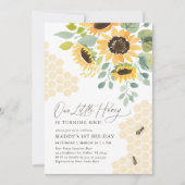 Onze kleine honingbij zonnebloem 1e verjaardag kaart (Voorkant)