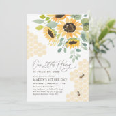 Onze kleine honingbij zonnebloem 1e verjaardag kaart (Staand voorkant)