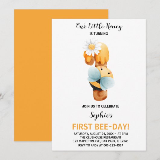 Onze kleine honingbijen 1e verjaardag kaart (Voorkant / Achterkant)