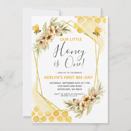 Onze kleine honingbijen 1e verjaardag kaart (Voorkant)