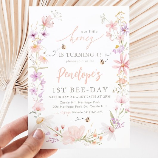 Onze kleine honingbloem Bee Meisjes 1e verjaardag Kaart