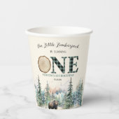 Onze kleine houthakker Beer 1e verjaardagsfeestje Papieren Bekers (Voorkant)