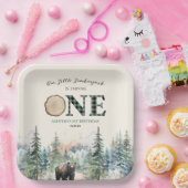 Onze kleine houthakker Beer 1e verjaardagsfeestje Papieren Bordje (Feest)