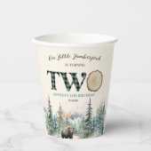 Onze kleine houthakker Beer 2e verjaardagsfeestje Papieren Bekers (Voorkant)