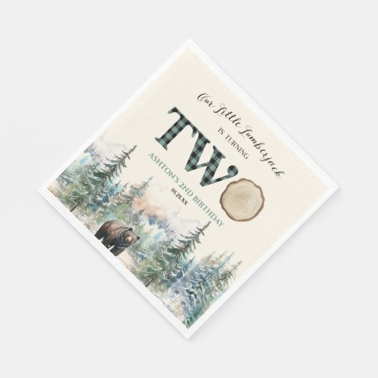 Onze kleine houthakker Beer 2e verjaardagsfeestje Servet (Hoek)