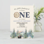 Onze kleine houthakker Beer blauw 1e verjaardagsfe Kaart (Staand voorkant)