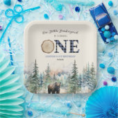 Onze kleine houthakker Beer blauw 1e verjaardagsfe Papieren Bordje (Feest)