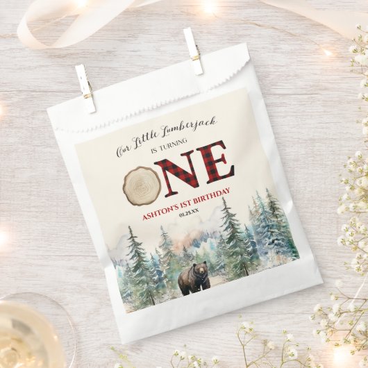 Onze kleine houthakker Beer rood 1e verjaardagsfee Bedankzakje (Geknipt)