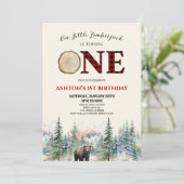 Onze kleine houthakker Beer rood 1e verjaardagsfee Kaart (Staand voorkant)