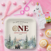 Onze kleine houthakker Beer rood 1e verjaardagsfee Papieren Bordje (Feest)