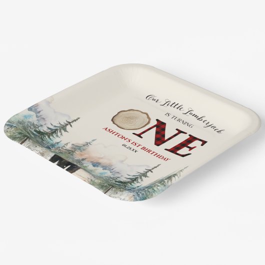 Onze kleine houthakker Beer rood 1e verjaardagsfee Papieren Bordje (Gebogen)