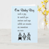 Onze kleine jongen een grappig verjaardagsgedicht  kaart (Gele Bloem)