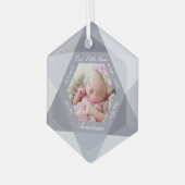 Onze kleine juweeltje April Birthstone Baby Geboor Glas Ornament (Voorkant links)
