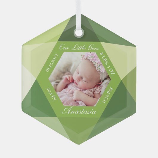 Onze kleine juweeltje augustus Birthstone Baby Geb Glas Ornament (Voorkant)