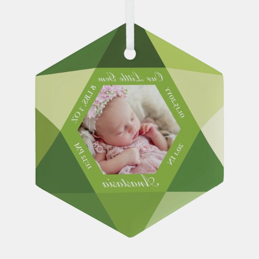 Onze kleine juweeltje augustus Birthstone Baby Geb Glas Ornament (Achterkant)