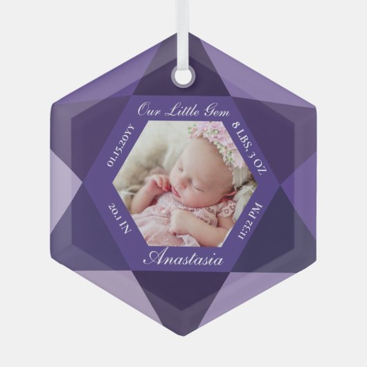 Onze kleine juweeltje februari Birthstone Baby Bir Glas Ornament (Voorkant)