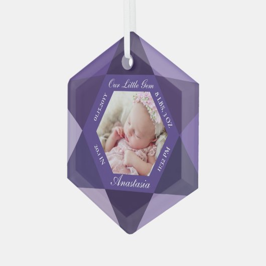Onze kleine juweeltje februari Birthstone Baby Bir Glas Ornament (Voorkant links)