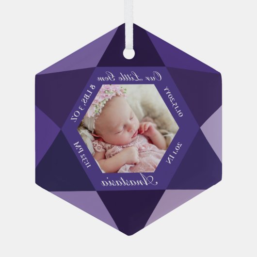 Onze kleine juweeltje februari Birthstone Baby Bir Glas Ornament (Achterkant)