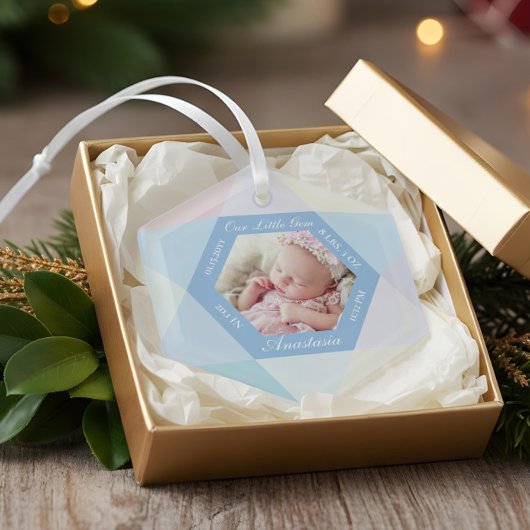 Onze kleine juweeltje juni Birthstone Baby Geboort Glas Ornament