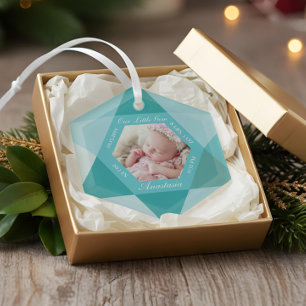 Onze kleine juweeltje maart Birthstone Baby Geboor Glas Ornament
