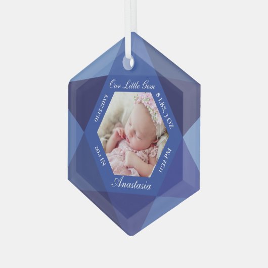 Onze kleine juweeltje September Birthstone Baby Ge Glas Ornament (Voorkant links)