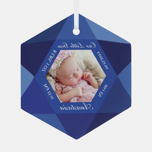 Onze kleine juweeltje September Birthstone Baby Ge Glas Ornament (Achterkant)