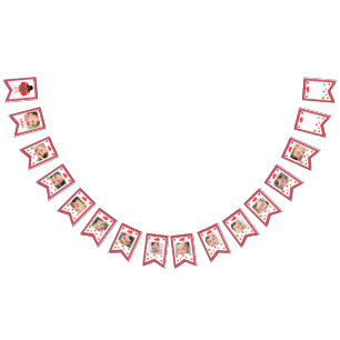 Onze kleine kalkoen (meisje) eerste jaar foto vlaggetjes