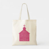 Onze kleine kerkzak schattig roze gepersonaliseerd tote bag (Achterkant)