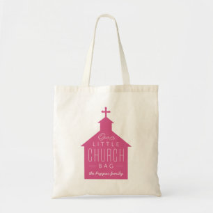 Onze kleine kerkzak schattig roze gepersonaliseerd tote bag