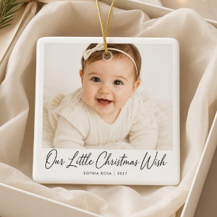 Onze Kleine Kerstwens Persoonlijke Babyfoto Keramisch Ornament