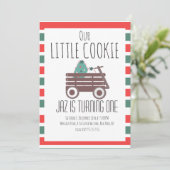 Onze kleine koekjeskerst eerste verjaardag Wagon Kaart (Staand voorkant)