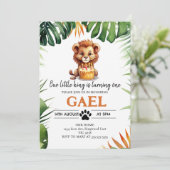 Onze kleine koning leeuw kroon 1e verjaardag kaart (Staand voorkant)