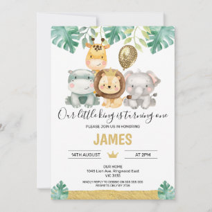 Onze kleine Koning Leeuw Kroonsafari 1e Verjaardag Kaart