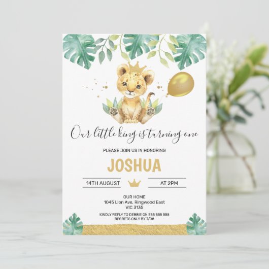 Onze kleine Koning Lion Crown-ballon, 1e verjaarda Kaart (Staand voorkant)