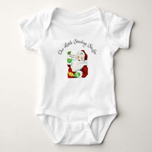 Onze kleine kous stuffer met  kerstman romper (Voorkant)
